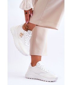 Błyszczące Buty Sportowe Z Ozdobą Białe Seneca