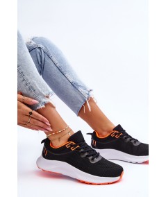 Klasyczne Damskie Sportowe Buty Sznurowane Czarno-Pomarańczowe Darla