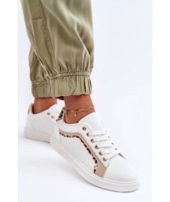 Klasyczne Buty Sportowe Damskie Biało-Beżowe Amaranti