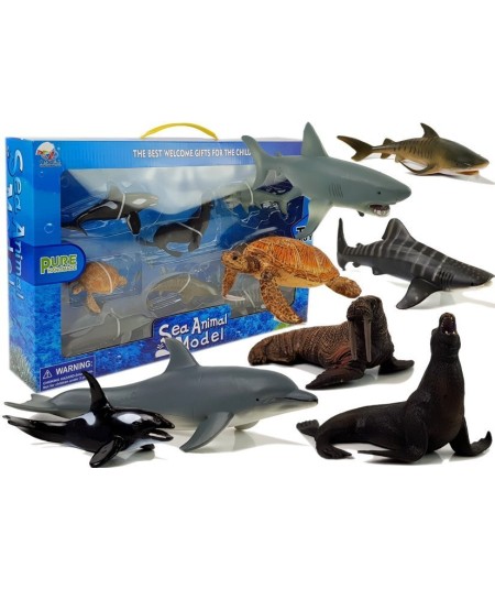 Figurki Edukacyjne Morskie Zwierzęta 8 Elementów Rekiny Foka Delfin Mors Żółw
