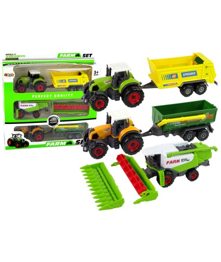 Zestaw Maszyn Rolniczych Traktory z Przyczepami i Kombajn