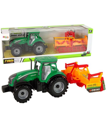 Zielony Traktor z Pomarańczowym Kultywatorem Napęd dla Dzieci