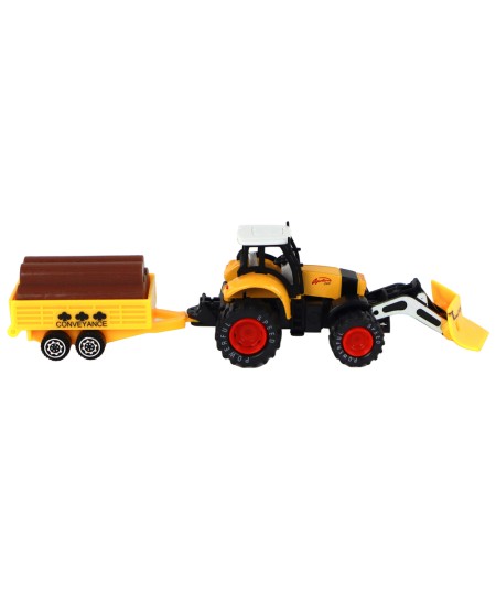 Traktor Z Przyczepą Koparka Spychacz Maszyna Rolnicza Żółta