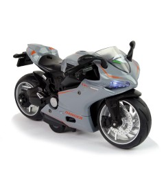 Motocykl Sportowy Szary Pomarańczowe Pasy 1:12 Napęd Pull-Back Dźwięk Światła