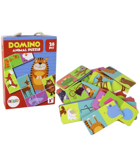 Gra Logiczna Puzzle Dwustronne Domino Zwierzęta 10cm x 5cm 28 El.