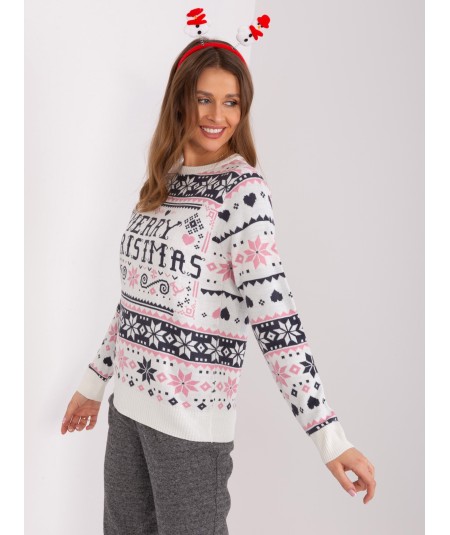 Sweter-D90057AB90883A-biało-różowy
