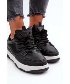 Sneakersy Damskie Na Platformie Czarne Etnaria