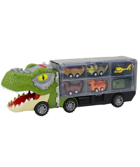 Ciężarówka Dinozaur Transport Resoraków 6szt Światła Dźwięki Zielony