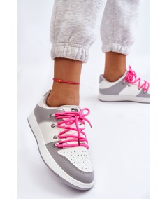 Damskie Klasyczne Buty Sportowe Podwójnie Sznurowane Biało-Szare Jella