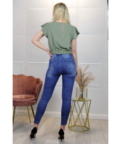 Merribel elastyczne jeansowe spodnie rurki Callinera Niebieskie/Blue